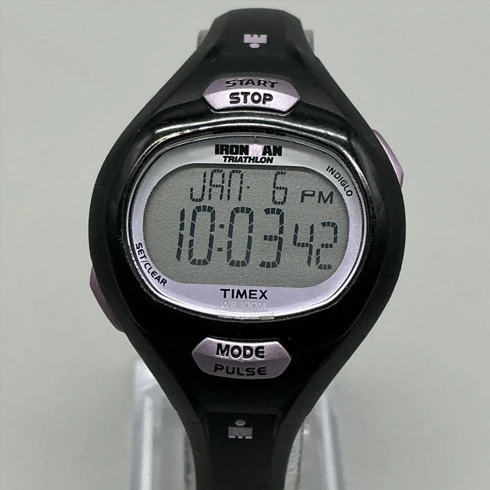 Timex Ironman Triathlon Womens Watch 35mm Gray Digital Black Strap New Battery